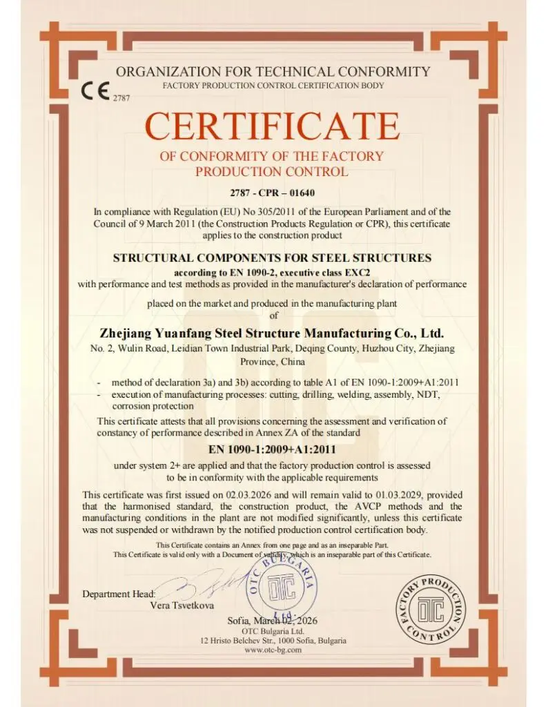 factory production control (fpc) certificate